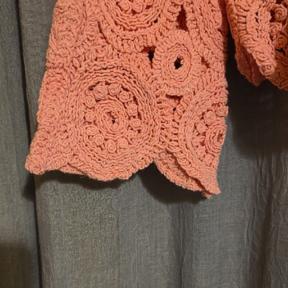 Ultra Pink Coral Crochet Circle-Motif Tunic Top - Picture 4 of 11